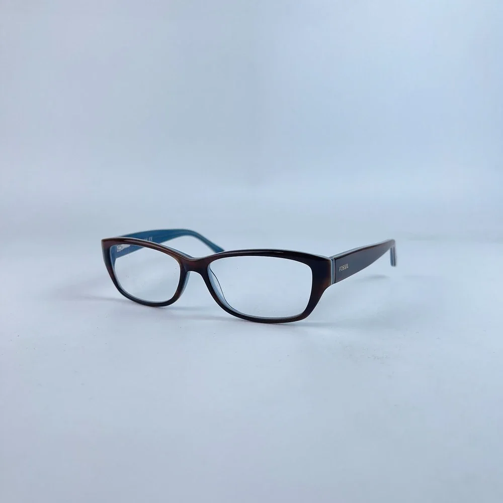 Fossil‎ Cassie 0DY1 Women Eyeglasses Brown & Blue Plastic Full Rim 52-14-135 mm